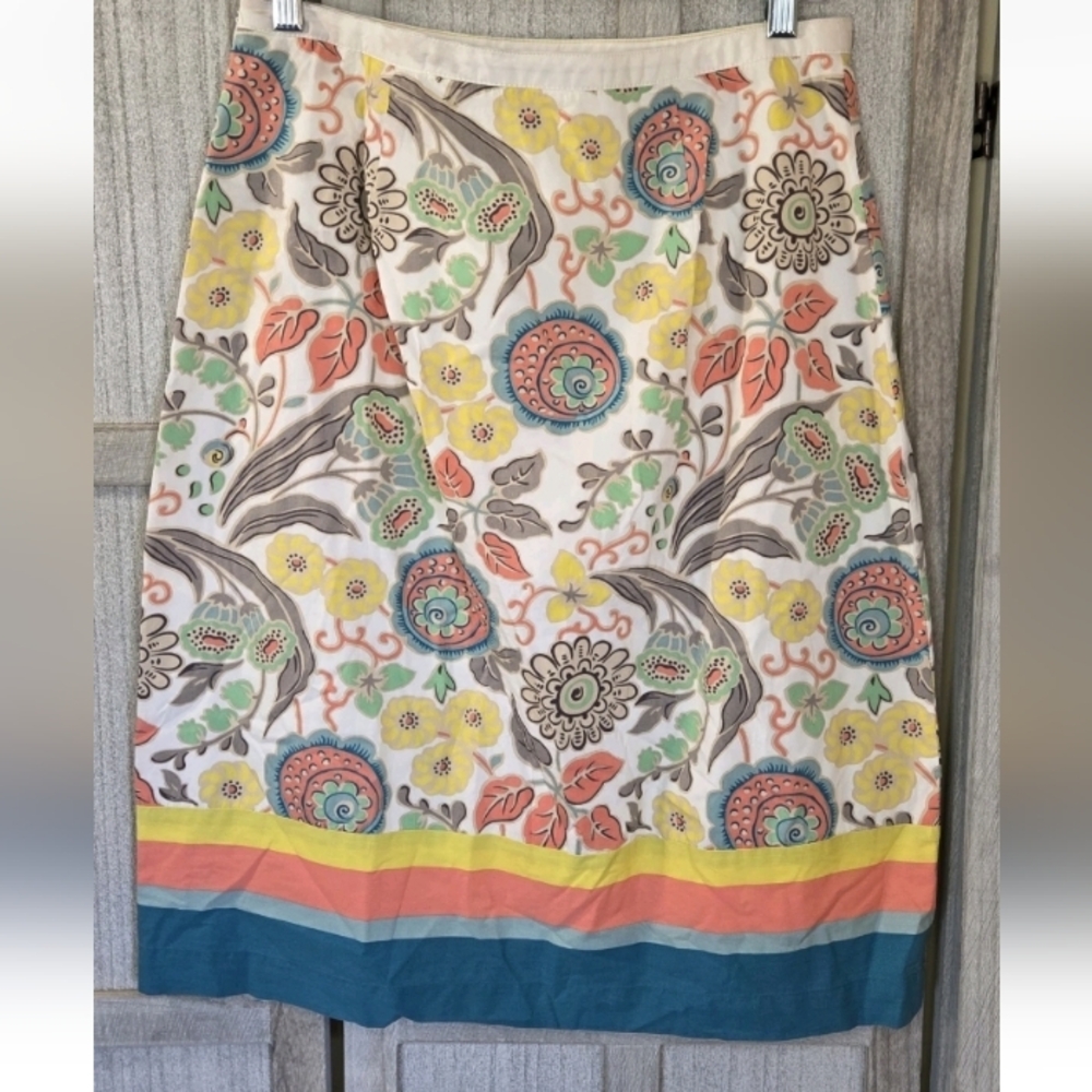 Boden Womens Floral Knee Length A line Skirt Size 8 Retro Multicolor - Picture 3 of 7